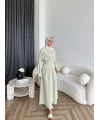 Hen - İlay Keten Elbise - Yeşil