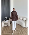 Hen - Mercan Pileli Gömlek - Acı Kahve