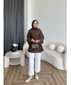 Hen - Mercan Pileli Gömlek - Acı Kahve