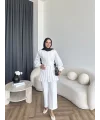 Hen - Mercan Pileli Gömlek - Beyaz