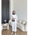 Hen - Mercan Pileli Gömlek - Beyaz