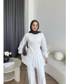 Hen - Mercan Pileli Gömlek - Beyaz