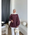 Hen - Mercan Pileli Gömlek - Bordo