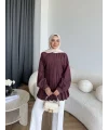 Hen - Mercan Pileli Gömlek - Bordo