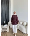 Hen - Mercan Pileli Gömlek - Bordo