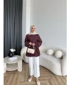 Hen - Mercan Pileli Gömlek - Bordo