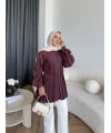 Hen - Mercan Pileli Gömlek - Bordo