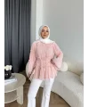 Hen - Piliseli Şifon Bluz - Pembe