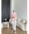 Hen - Piliseli Şifon Bluz - Pembe
