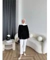 Hen - Piliseli Şifon Bluz - Siyah