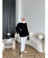 Hen - Piliseli Şifon Bluz - Siyah