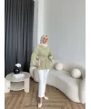 Hen - Piliseli Şifon Bluz - Yeşil