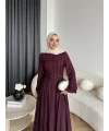Hen - Senas Şerit Detay Elbise - Bordo