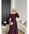 Hen - Senas Şerit Detay Elbise - Bordo
