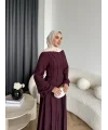 Hen - Senas Şerit Detay Elbise - Bordo