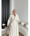 Hen - Senas Şerit Detay Elbise - Ekru
