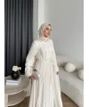 Hen - Senas Şerit Detay Elbise - Ekru