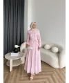 Hen - Senas Şerit Detay Elbise - Pembe