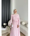 Hen - Senas Şerit Detay Elbise - Pembe