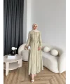 Hen - Senas Şerit Detay Elbise - Yeşil