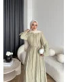 Hen - Senas Şerit Detay Elbise - Yeşil