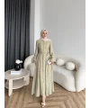 Hen - Senas Şerit Detay Elbise - Yeşil