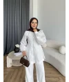 Hen - Sergan V Yaka Fermuarlı Gömlek - Beyaz