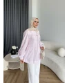 Hen - Sergan V Yaka Fermuarlı Gömlek - Pembe