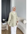 Hen - Sergan V Yaka Fermuarlı Gömlek - Yeşil