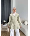 Hen - Sergan V Yaka Fermuarlı Gömlek - Yeşil