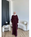 Hew - Lumira Abaya Pantolonlu Takım - Bordo