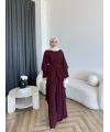 Hew - Lumira Abaya Pantolonlu Takım - Bordo