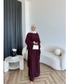 Hew - Lumira Abaya Pantolonlu Takım - Bordo