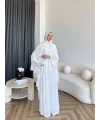 Hew - Lumira Abaya Pantolonlu Takım - Ekru