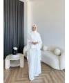 Hew - Lumira Abaya Pantolonlu Takım - Ekru