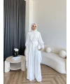 Hew - Lumira Abaya Pantolonlu Takım - Ekru