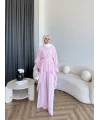 Hew - Lumira Abaya Pantolonlu Takım - Pembe