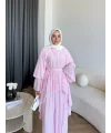 Hew - Lumira Abaya Pantolonlu Takım - Pembe
