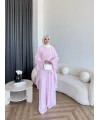 Hew - Lumira Abaya Pantolonlu Takım - Pembe