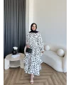 Hew - Ponpon Saten Kat Kat Elbise - Beyaz