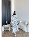 Hew - Ponpon Saten Kat Kat Elbise - Beyaz