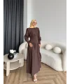 Hot - Elban Bel Detay Elbise - Kahve
