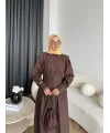 Hot - Elban Bel Detay Elbise - Kahve