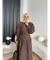Hot - Elban Bel Detay Elbise - Kahve