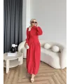 Hot - Elban Bel Detay Elbise - Kırmızı