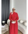 Hot - Elban Bel Detay Elbise - Kırmızı
