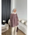 Hot - Lanel Dokulu Gömlek - Açık Mürdüm