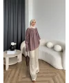 Hot - Lanel Dokulu Gömlek - Açık Mürdüm