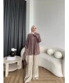 Hot - Lanel Dokulu Gömlek - Açık Mürdüm