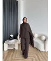 Hot - Nesly Omuz Pelerin Detay Takım - Acı Kahve